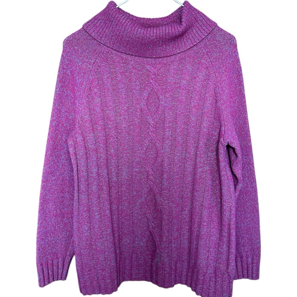 Talbots Marled Cowlneck Sweater Dark Pink Women’s Size PL Wool Cotton